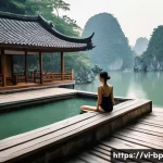 Home 22 지열 지역에서의 펜션 숙박 추천 - A serene and luxurious outdoor onsen setting at "Yoko Onsen Quang Hanh" in Quang Ninh, Vietnam. A yo...