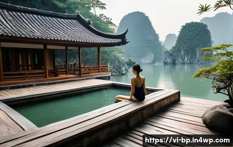 지열 지역에서의 펜션 숙박 추천 - A serene and luxurious outdoor onsen setting at "Yoko Onsen Quang Hanh" in Quang Ninh, Vietnam. A yo...