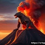 Home 19 화산 투어에서 만난 괴물 전설 - A colossal mythical creature named “Ratu Api” standing guard atop an active volcano in Indonesia, it...