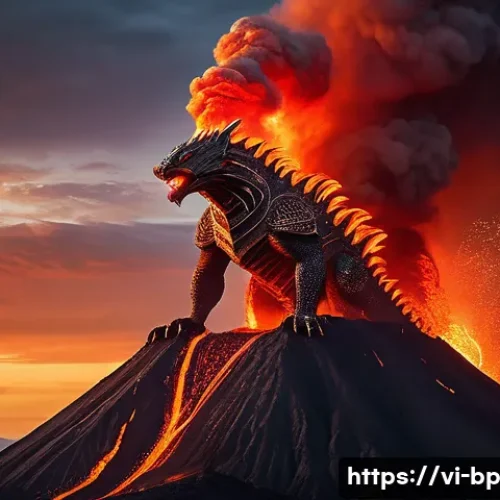 Home 31 화산 투어에서 만난 괴물 전설 - A colossal mythical creature named “Ratu Api” standing guard atop an active volcano in Indonesia, it...