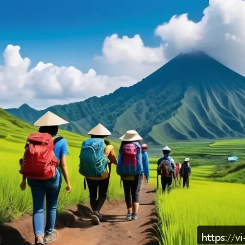 Home 17 화산 관광을 위한 예산 계획 - A vibrant scene of a Vietnamese volcanic mountain landscape during the low season in June, showing a...